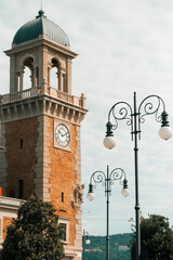 Fototapeta na wymiar Facade of old historic building in the marina of Trieste, Italy