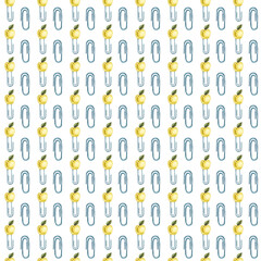 Watercolor pattern back to school with paper clips