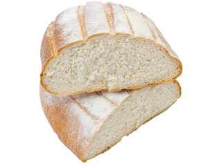White bread cut in half. Bread isolated on white background.
