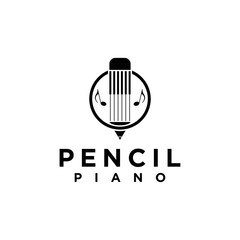 Pencil Piano Logo Design