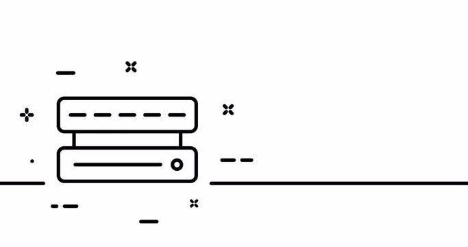 Cloud storage. Hard disk, data storage, hdd, ssd, antivirus, hacking, repository. Defense concept. One line drawing animation. Motion design. Animated technology logo. Video 4K