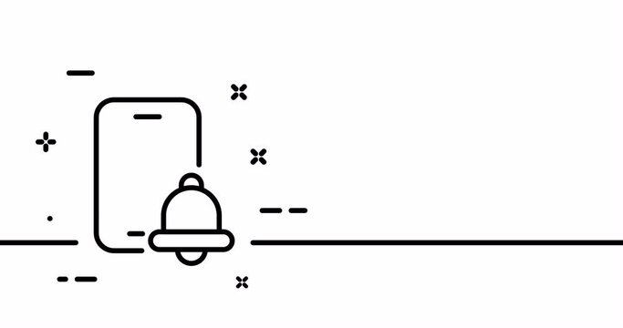 Phone with bell. Alarm,reminder, important date, day, holiday, communication. Contact us concept. One line drawing animation. Motion design. Animated technology logo. Video 4K
