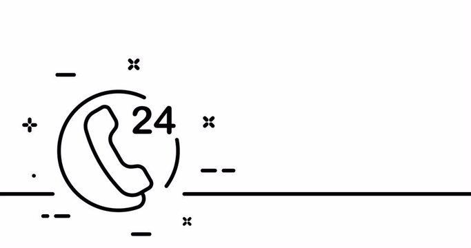 Handset. Around the clock, 24 on 7, wired and cordless telephone, communication. Contact us concept. One line drawing animation. Motion design. Animated technology logo. Video 4K