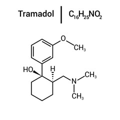 chemical structure of Tramadol (C16H25NO2)