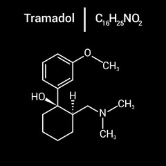 chemical structure of Tramadol (C16H25NO2)
