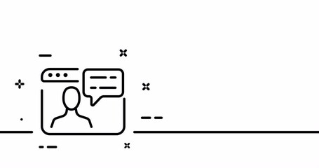 Computer work. Worker, office, Website, resume, biography, About himself, support service, headphones. Hotline concept. One line drawing animation. Motion design. Animated technology logo. Video 4K