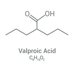 chemical structure of valproic acid (C8H16O2)