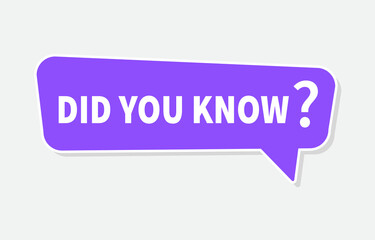 Did You Know with speech bubble on white background. Vector illustration
