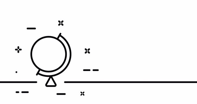 The Globe. World, geography, planet, orbit, axis, earth satellites, earth, sphere, Space. Topography concept. One line drawing animation. Motion design. Animated technology logo. Video 4K