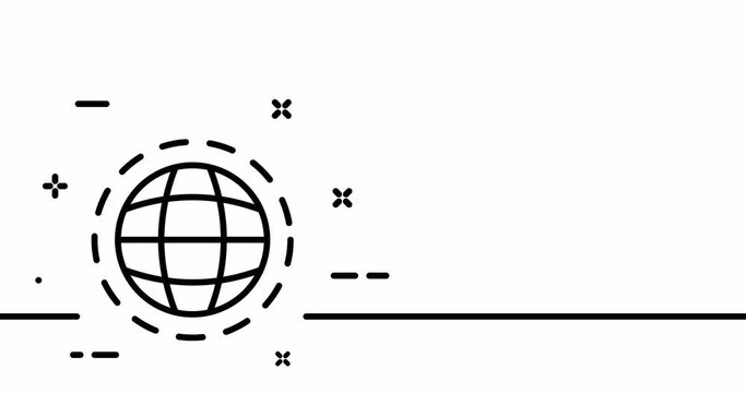 The Globe. Parallels, meridians, world, geography, planet, orbit, satellites, earth, sphere, Space. Topography concept. One line drawing animation. Motion design. Animated technology logo. Video 4K