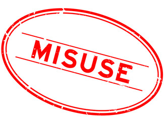 Grunge red misuse word oval rubber seal stamp on white background