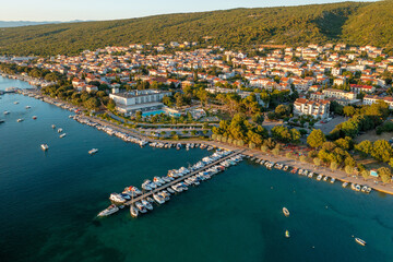 Fototapeta premium Aerial scene of Punat town on Krk island, Croatia 