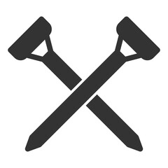 Two crossed golf ball coasters - icon, illustration on white background, glyph style