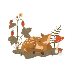 Magic forest christmas cute animals