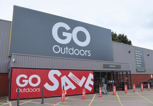 STOCKPORT, ENGLAND, 15 JULY 2022: Exterior view of a 'Go Outdoors' store in Cheadle Heath Stockport. Go outdoors claims to be the UK's Biggest Outdoor Gear store with 66 stores all over the country.