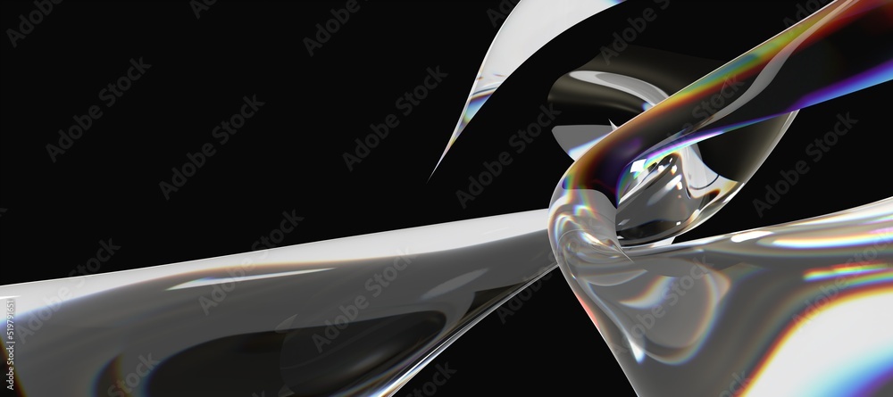 Aufkleber 3D render abstract background. Colorful twisted shapes in motion. Computer generated digital art for poster, flyer, banner