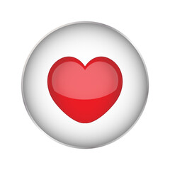 Heart icon. Round button for chat website, social media, mobile app. Approval, evaluation, expression of opinion.