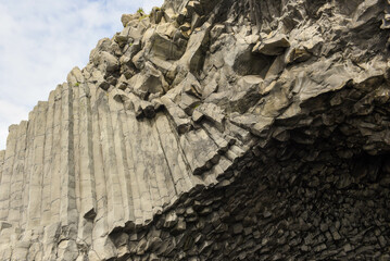 Basalt columns at Reynisfjara Beach near Vik in Iceland