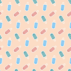 Pink blue ice cream on a stick seamless pattern for textile and wrapping paper