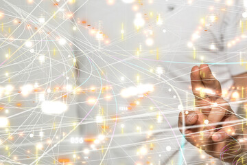 Neural network 3D illustration. Big data and cybersecurity