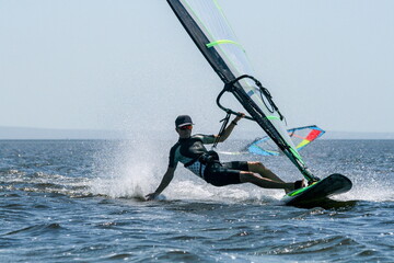 Windsurfing in the Black Sea, Russia.