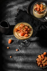 panna cotta on a dark background