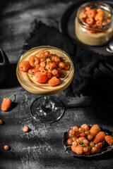 panna cotta on a dark background