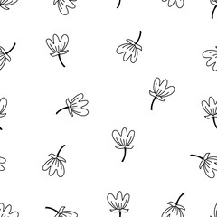 Flowers tiny vintage minimal doodle pattern