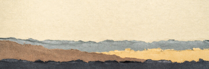 Fototapeta na wymiar abstract landscape in earth pastel tones - a collection of handmade rag papers, web banner