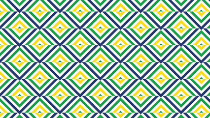 Seamless geometric pattern with triangles. Background pattern in blue, green, yellow color for Brazil Independence Day September 7 isolated vector illustration.	