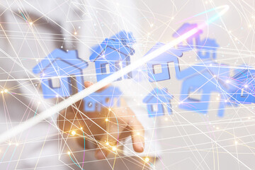 house. data Big data visualization background.Abstract technology