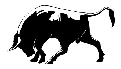 Bull logo design on white background.silhouette of a bull - obrazy, fototapety, plakaty