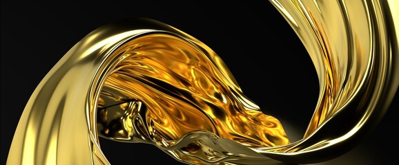 Flying gold cloth isolated on white background 3D render