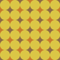 Brown yellow orange circles retro pattern