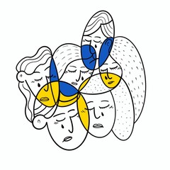 Illustration that shows how strong but in pain Ukrainians are now
