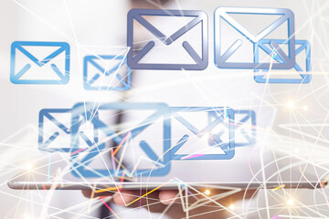 Hand with an email icon 3d