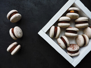 homemade macaroons with chocolate filling