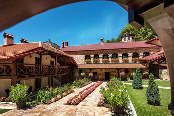 
Orthodox Christian Monastery. Serbian Orthodox Monastery Sretenje (National Meeting). 13th century...