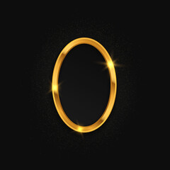 Golden oval. Luxury sparkling frame. Golden frame with lights effects.