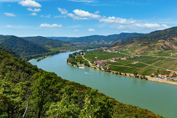 Naklejka na ściany i meble View of the Danube in the Wachau. Lower Austria.