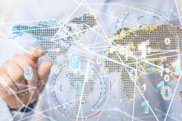 Global network connection. World map point and line composition concept