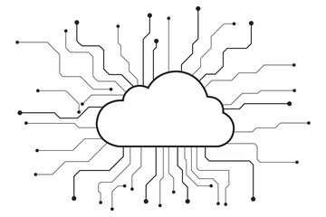 Cloud computing and network security technology concept, Circuit board with cloud symbol and connection links. vector illustration