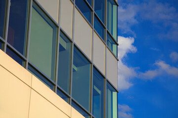 office building corner skyscraper modern business city corporation commercial structure tower