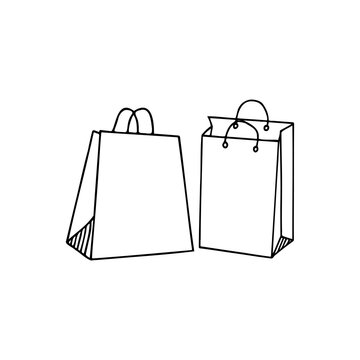 Shopping And Gift Bag Black And White Outline