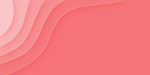Papercut abstract background with pink colour smooth gradient background illustration. Light Pink curve line background pink vector overlap paper layer with white space for text and message design 