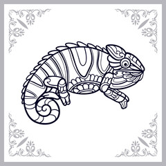 Chameleon zentangle arts isolated on white background