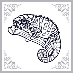 Chameleon zentangle arts isolated on white background