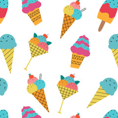 a pattern consisting of bright ice creams. Vector