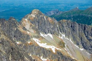 View of the Tatra mountains from Lomnicky peak in the summer season