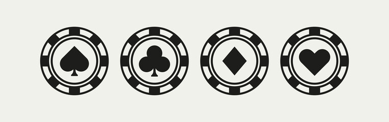 Card suits. Vector illustration. Spades, hearts, diamonds, clubs, gamble, game of chance, play, bet, deck, casino. Gambling concept. Vector line icon for Business and Advertising